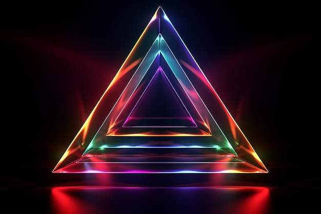 photo cool geometric triangular figure in a neon laser light great for backgrounds and wallpapers