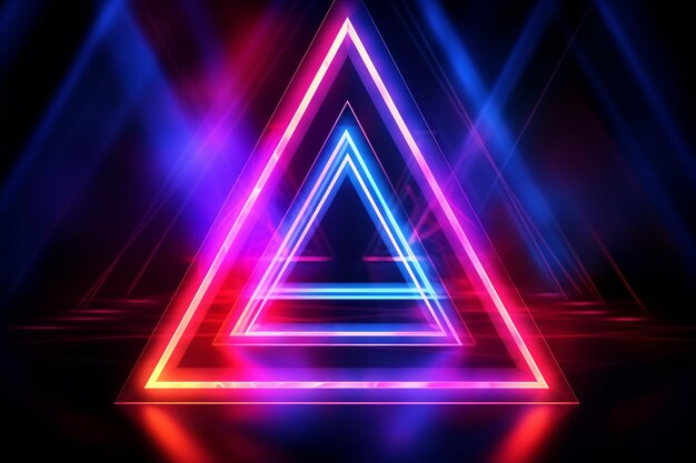 photo cool geometric triangular figure in a neon laser light great for backgrounds and wallpapers