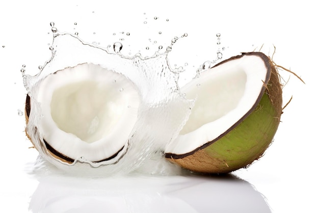 Photo cool young coconut juice with water droplets isolated on white background