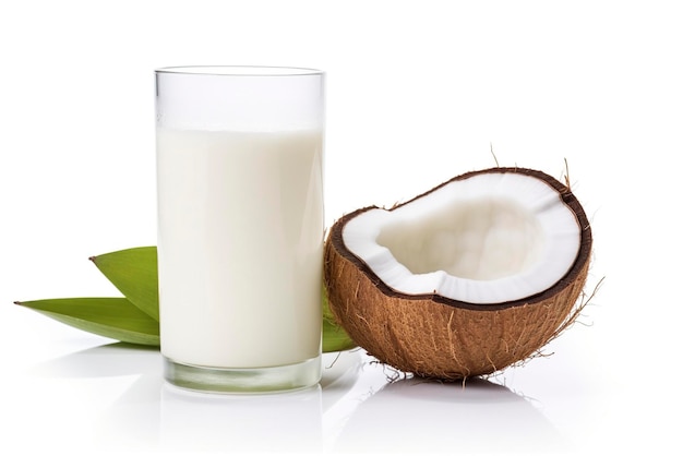 Photo cool young coconut juice with water droplets isolated on white background