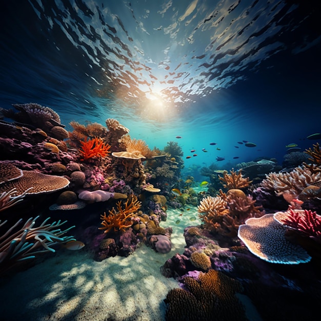 Photo of a coral colony on a reef