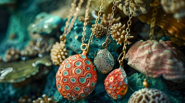 Photo a photo of coral pendants