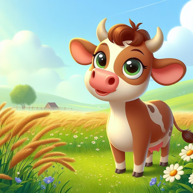 A photo of cow disney cartoon style AI Generated