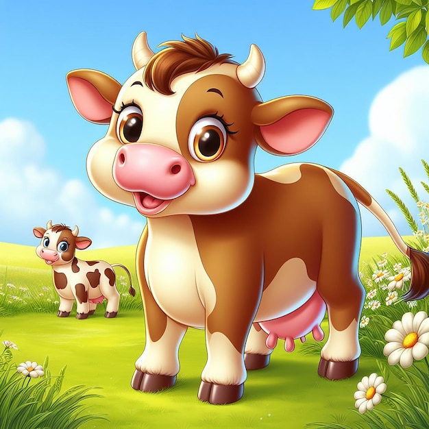 A photo of cow disney cartoon style AI Generated