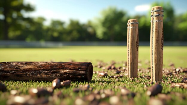 Photo a photo of a cricket wicket and stumps