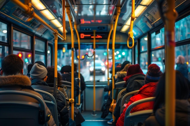 Photo of crowded passengers on an urban bus