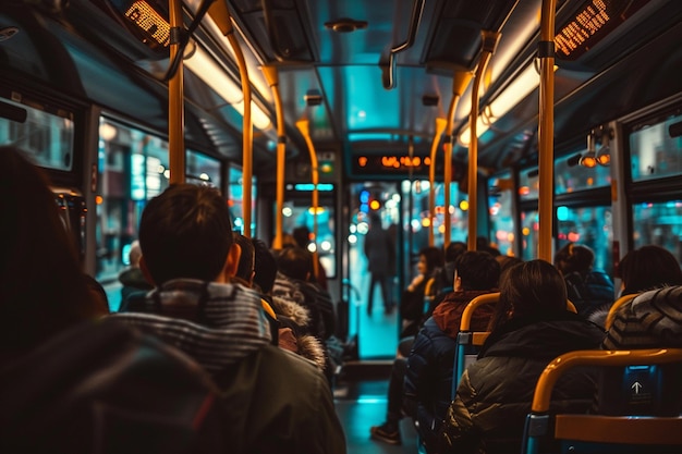 Photo of crowded passengers on an urban bus