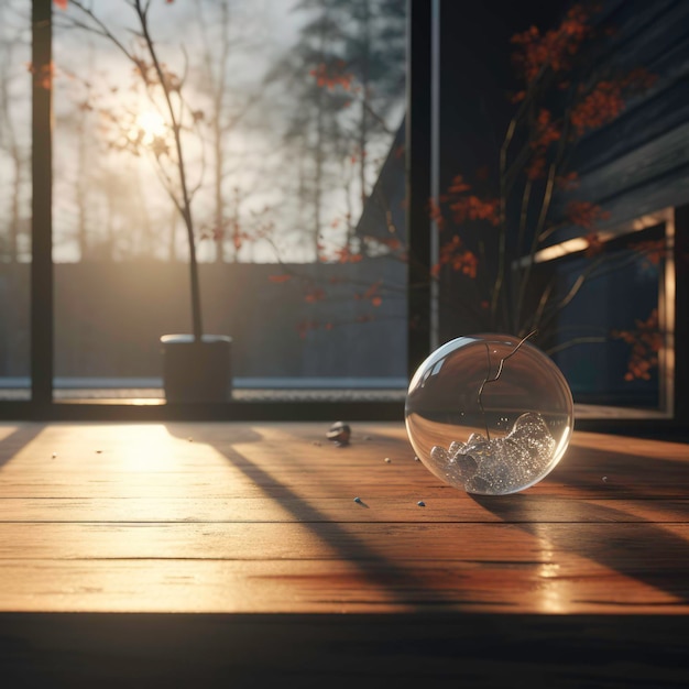 Photo of a crystal ball on a wooden table