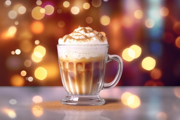 Photo of a cup of coffee with ice cream on it