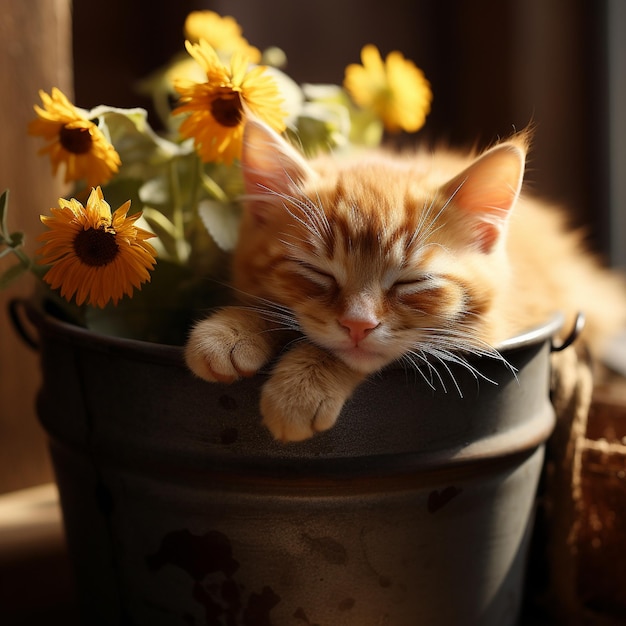 photo of a cute and adorable kitten sleeping