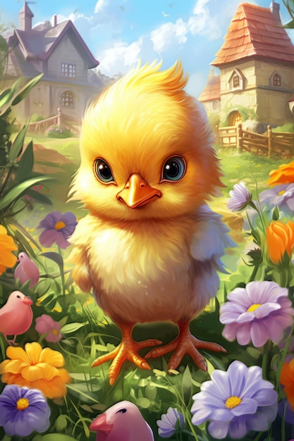 Photo cute baby hen