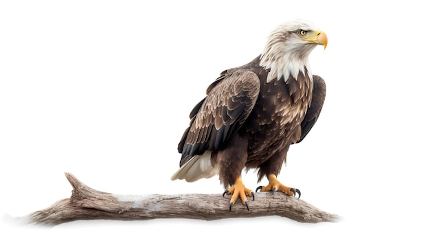 Photo of a cute Bald Eagle isolated on white background