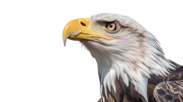 Photo of a cute Bald Eagle isolated on white background