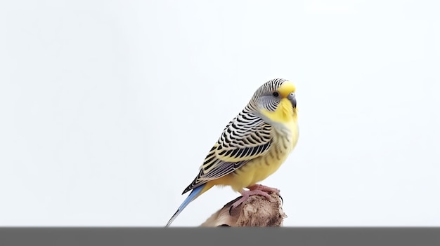 Photo of a cute Budgie bird isolated on white background