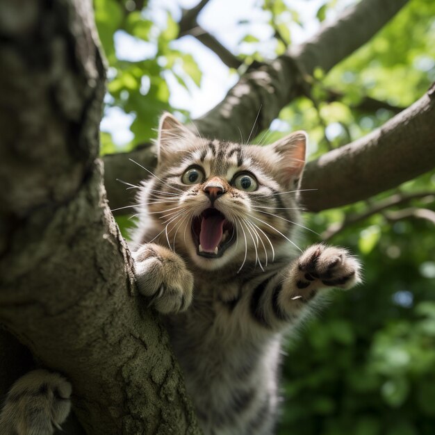 Photo photo of cute cat falls out of the tree