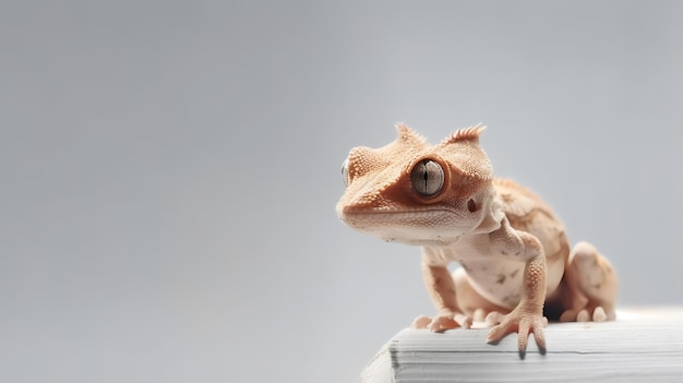 Photo of a cute Crested Gecko isolated on white background