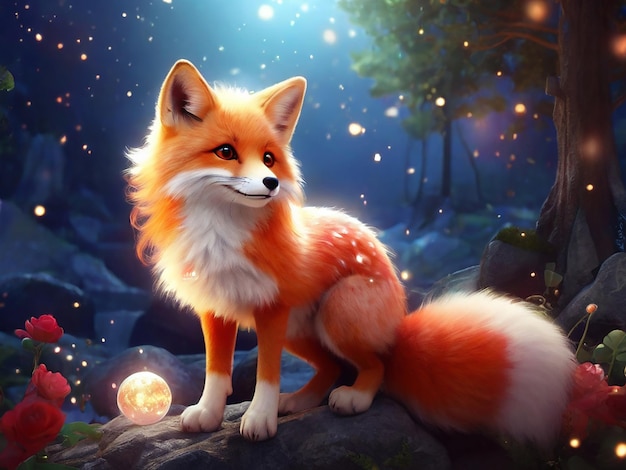 Photo A Cute Fox Wearing Jewellery Generate Ai