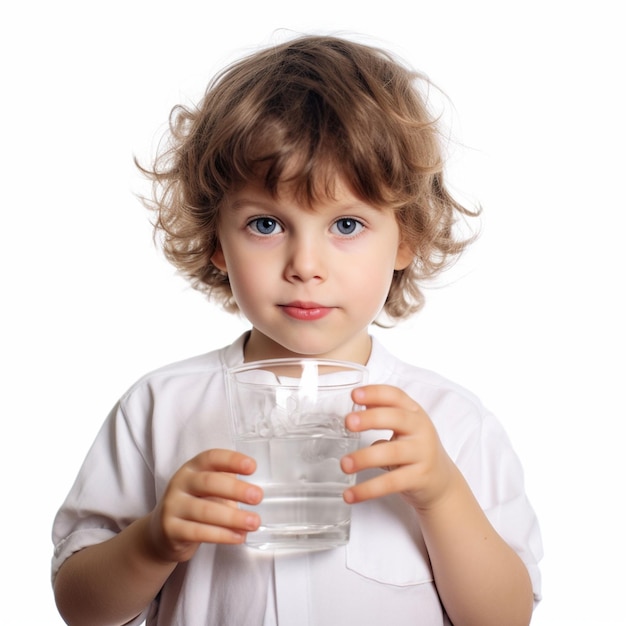 Photo cute kid drinking milk