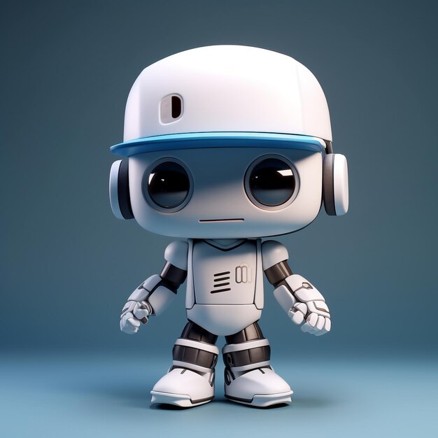 photo Cute little robot with futuristic joy generated by AI