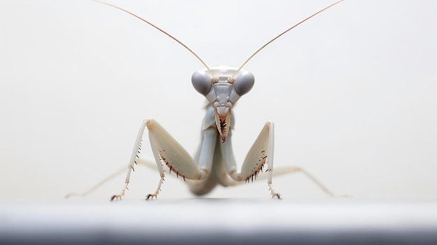 Photo of a cute Praying Mantis isolated on white background