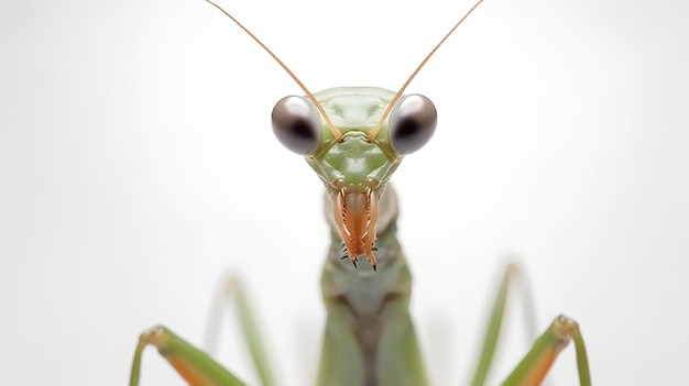 Photo of a cute Praying Mantis isolated on white background