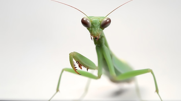 Photo of a cute Praying Mantis isolated on white background