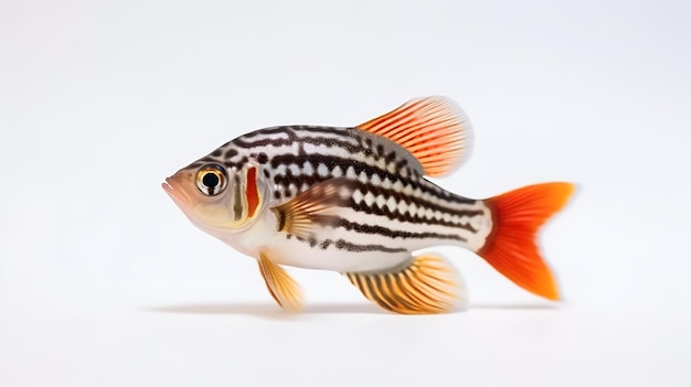 Photo of a cute Zebra Danio fish isolated on white background