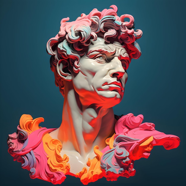 Photo David Michelangelo low poly art David Michelangelo sculpture generative ai