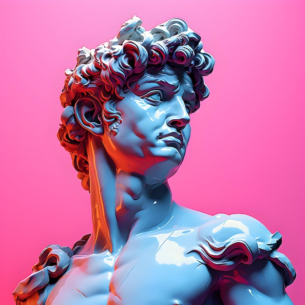 Photo David Michelangelo low poly art David Michelangelo sculpture generative ai