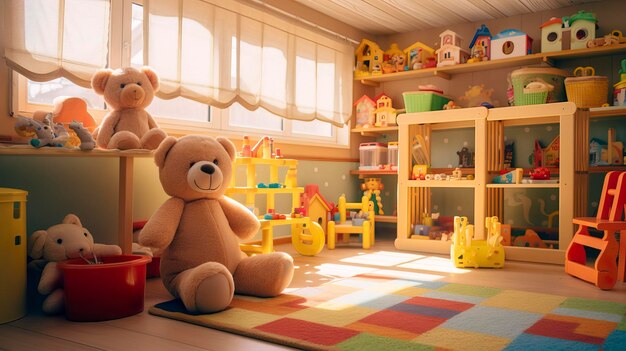 A photo of a daycare playroom with ageappropriate toys