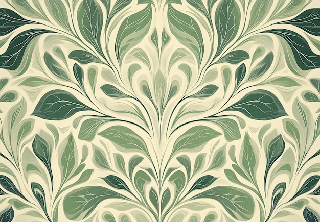 Photo photo of a decorative leaf pattern with various shades of green on a light background design