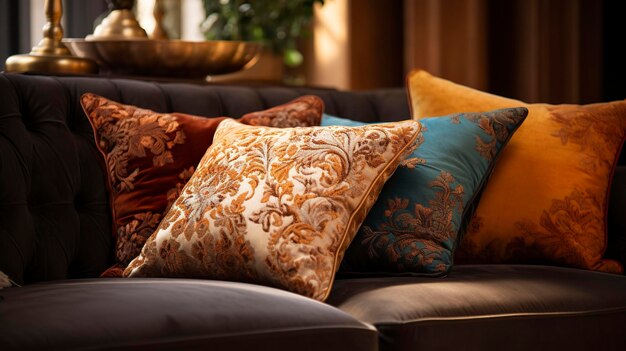 Photo a photo of decorative pillows on a couch