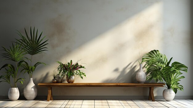 photo decorative plant with empty frame generated by AI