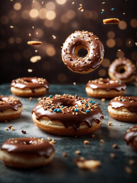 Photo of Delicious doughnuts various flavour cinematic shot food photography