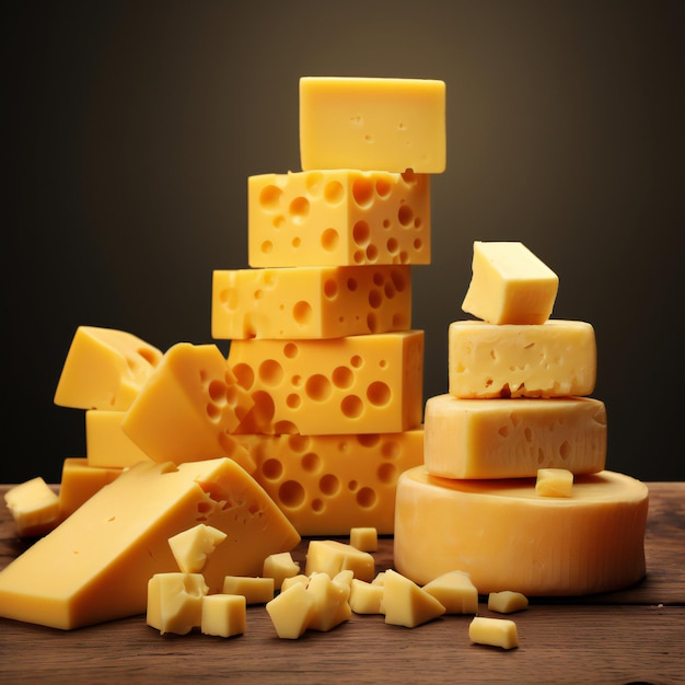 Photo delicious pieces of cheese