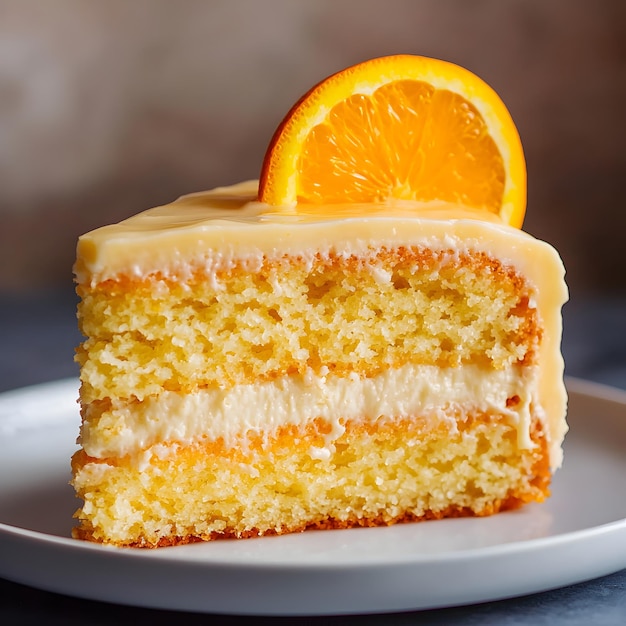 Photo of a Delicious Slice of Orange Cake