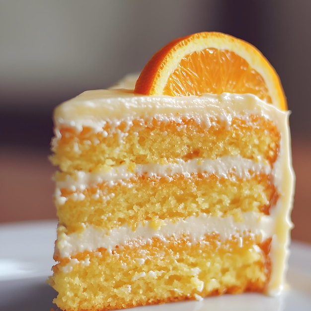 Photo of a Delicious Slice of Orange Cake