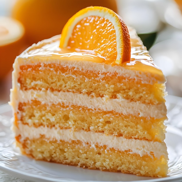 Photo of a Delicious Slice of Orange Cake