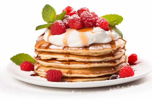 Photo delicious sweet pancakes isolated on white