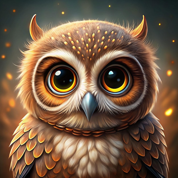 Photo a depiction of an owl brown owl adorable owl eyes