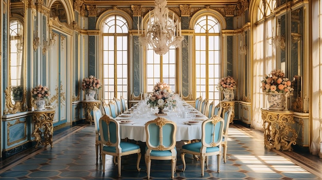 Photo of the dining room at the Palace of Versaille France