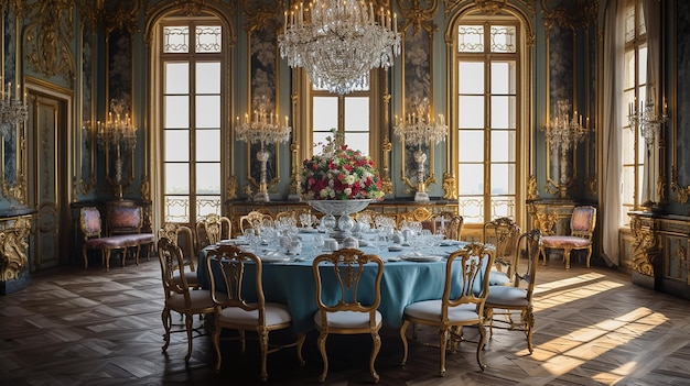 Photo of the dining room at the Palace of Versaille France