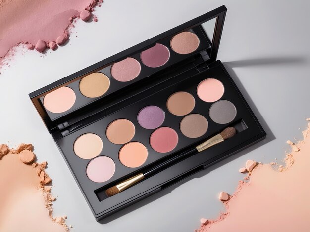 photo display of cosmetic powder eyeshadow palette with background