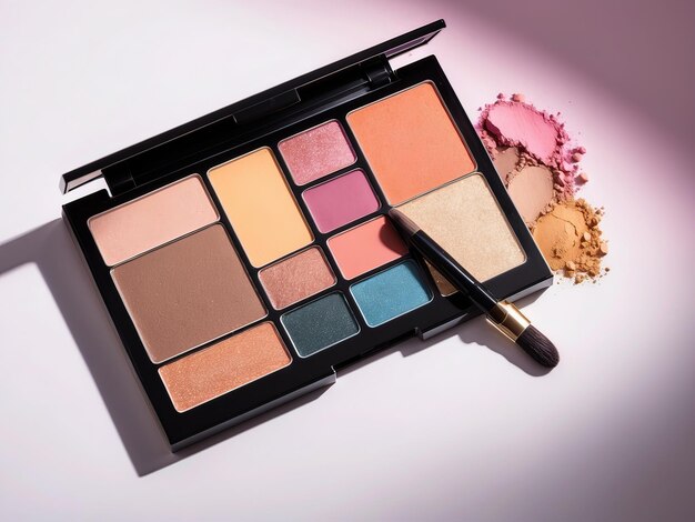 photo display of cosmetic powder eyeshadow palette with background