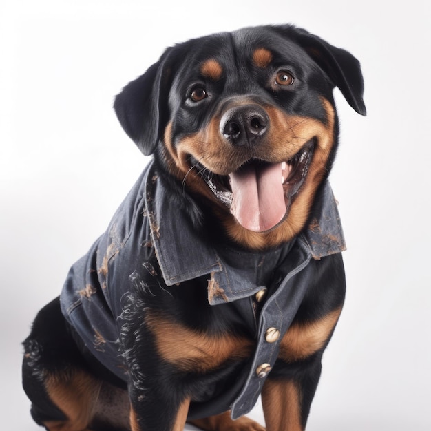 PHOTO A dog wearing a vest that says rottweiler