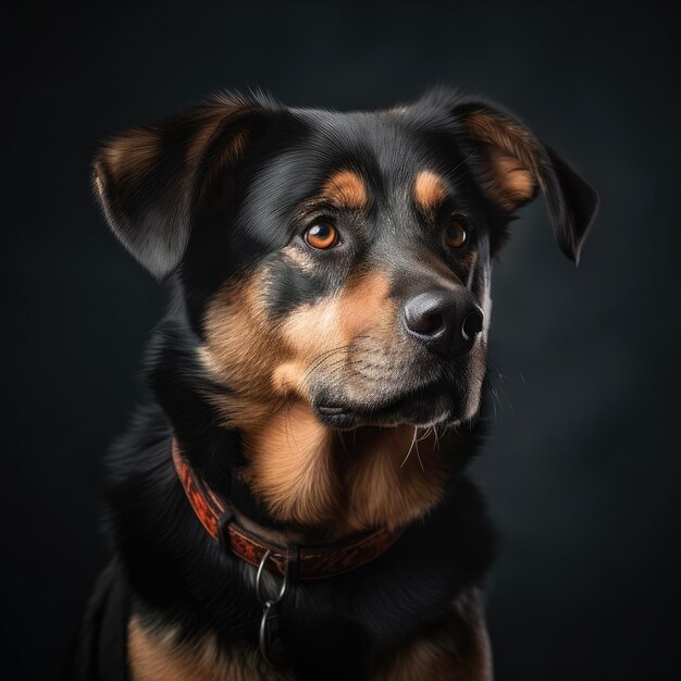 PHOTO A dog with a red collar and a collar