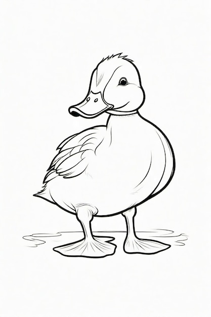 Photo photo drawing of a duck for kids coloring page