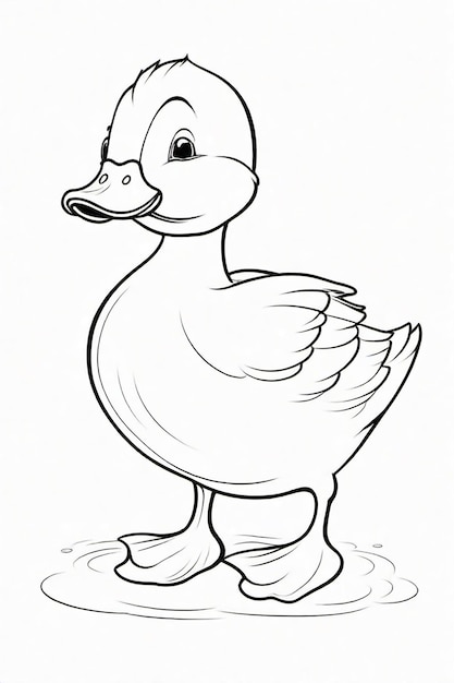 Photo photo drawing of a duck for kids coloring page