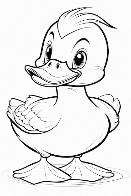 Photo drawing of a duck for kids coloring page