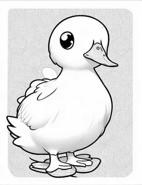 Photo drawing of a duck for kids coloring page